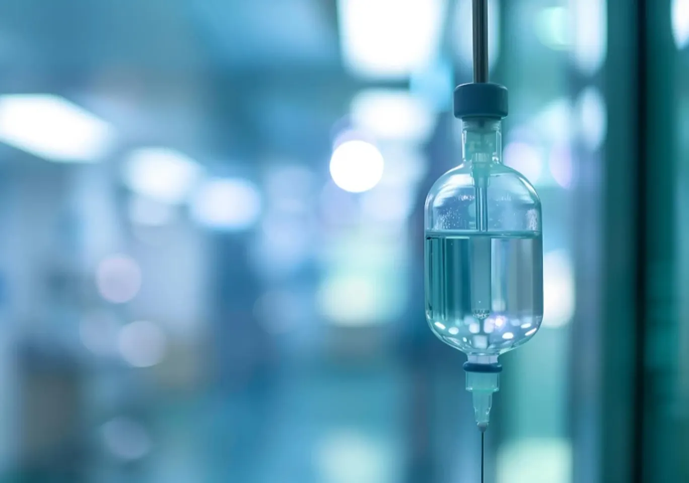 Detoks alkoholowy Iława: butelka infuzyjna zawieszona w gabinecie